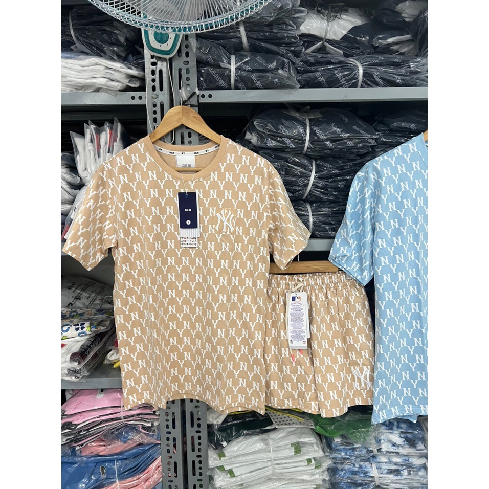 Áo thun cổ tròn ngắn tay M L B monogram,set MLB monogram
