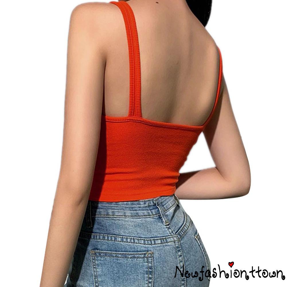 Áo Croptop Dệt Kim Không Tay Cổ Chữ V Gợi Cảm Cho Nữ