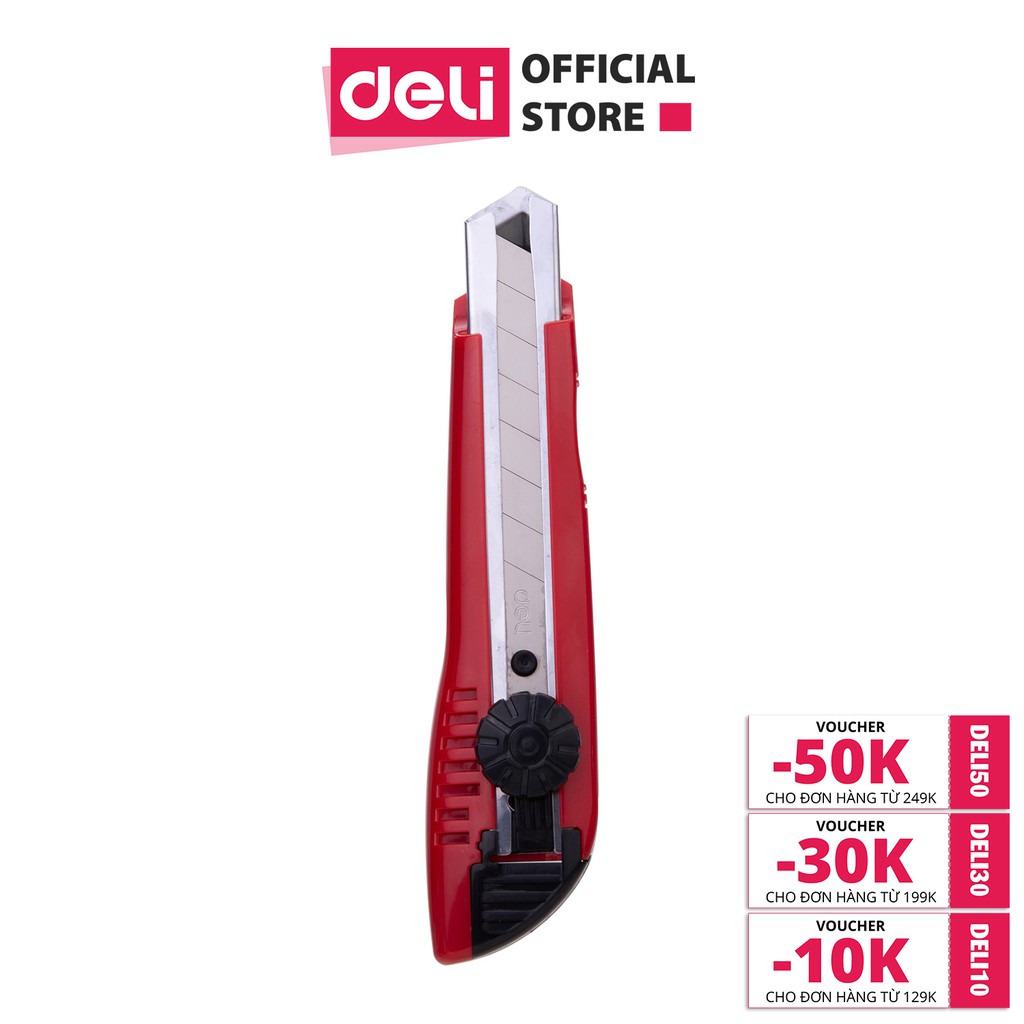 Dao rọc giấy đại Deli, Lưỡi dao SK5, đỏ - 1 cái WD10040