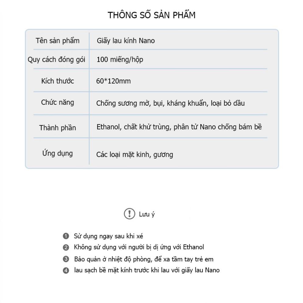 Khăn lau kính Nano, khăn giấy chống bám hơi nước, giấy lau kính chống mờ sương, mồ hôi, chống nhờn - HT1