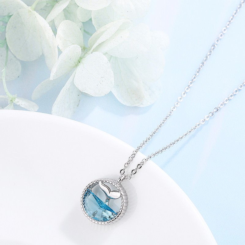 vòng cổ Mạ Bạc 925 Mặt Hình Giọt Nước Đính Đá B529