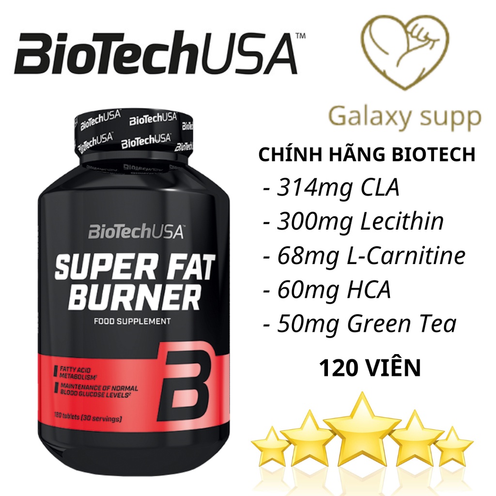 BiotechUSA Super Fat Burner Viên Uống Hỗ Trợ Đốt Mỡ 120 ViêN