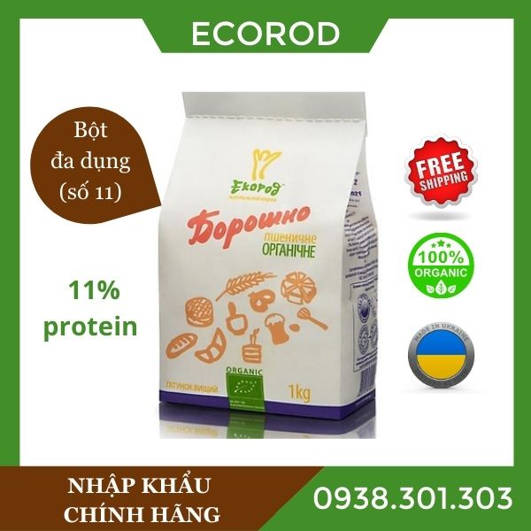 Bột mì đa dụng hữu cơ (organic all purpose flour) Ecorod 1kg (bột số 11)