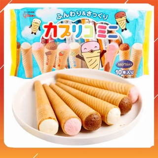 Bánh Ốc Quế Glico Nhật Bản Nhân Kem Cho Bé Trên 1 Tuổi Gói 10 Chiếc
