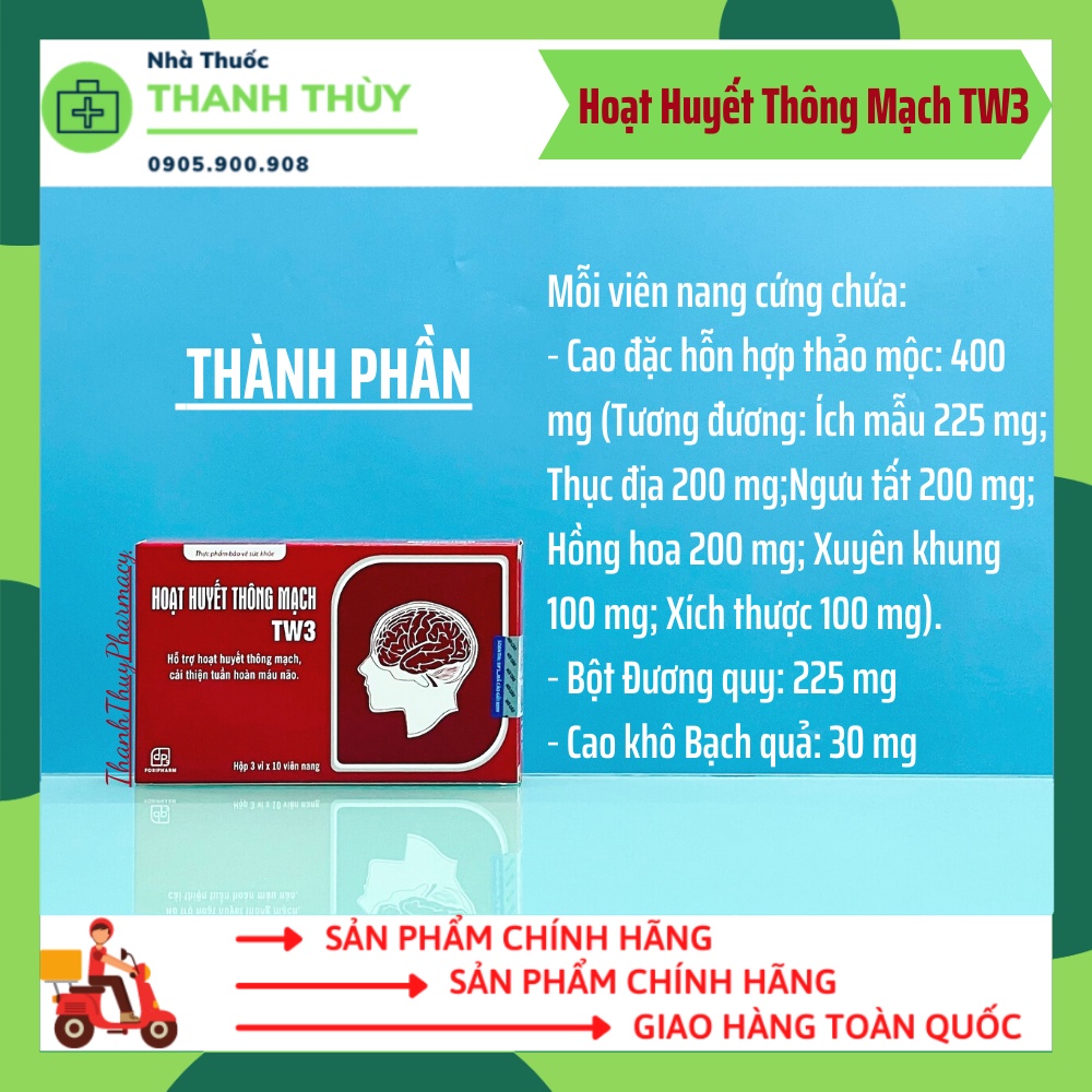 Hoạt Huyết Thông Mạch TW3  Hỗ Trợ Hoạt Huyết Thông Mạch, Cải Thiện Tuần Hoàn Máu Não
