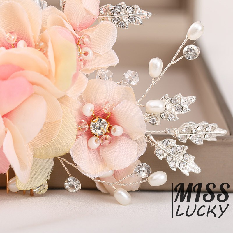 Lược cài tóc hình hoa đính đá thanh lịch cho cô dâu