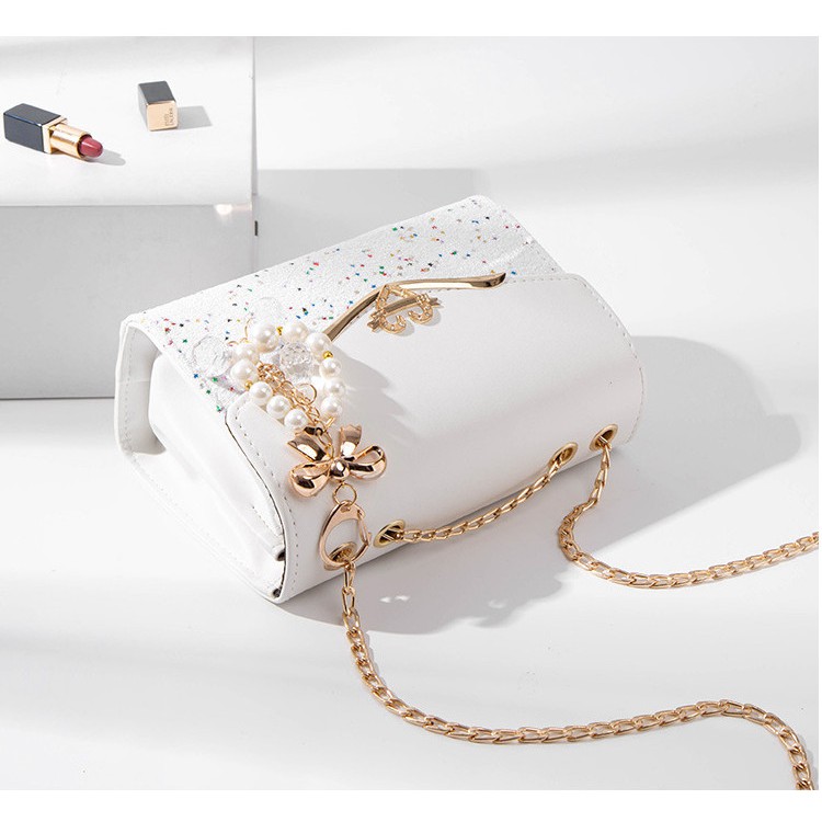 [ TÚI NỮ HÀN QUỐC ] Túi Đeo Chéo Khóa Gài T19 Trái Tim -CÓ 4 MÀU LỰA CHỌN CÓ PHỤ KIỆN NƠ NGỌC TRAI MẠ VÀNG NON ĐI KÈM