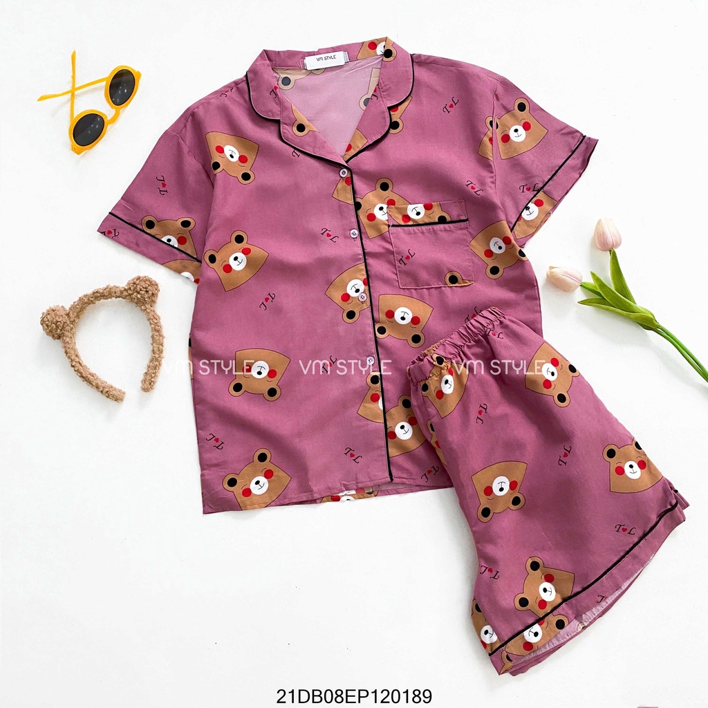 Bộ pijama nữ VM STYLE cộc tay chất liệu vải kate Thái 22DB02EP2801
