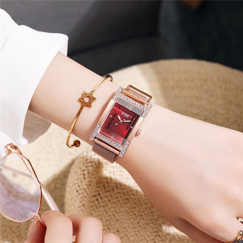 Đồng Hồ Mặt Chữ Nhật Dây Hợp Kim Thời Trang Cho Nữ