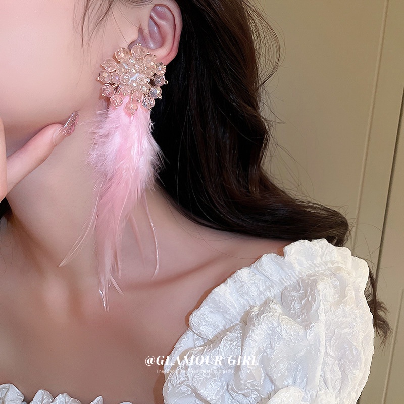 Bông Tai Mạ Bạc Hình Lông Vũ Thiết Kế Mới Thời Trang Theo Phong Cách Nhật Hàn