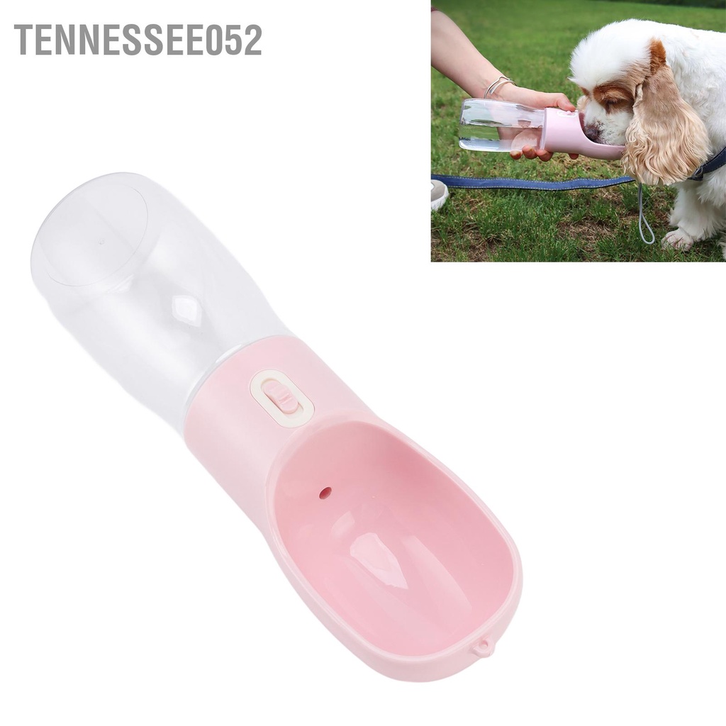 [Hàng Sẵn] Bình nước di động cho thú cưng – Dụng cụ uống nước cầm tay du lịch tiện dụng cho chó mèo 400ml có dây buộc【Tennessee052】