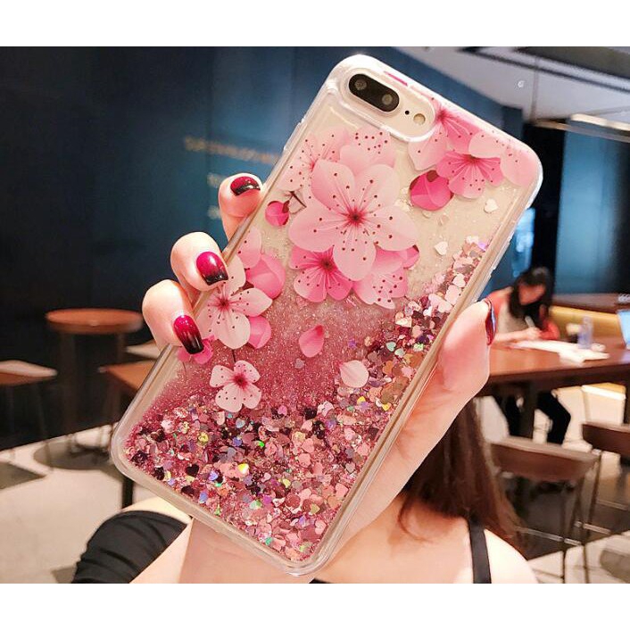 trường hợp FashionCase Samsung A50 S6 S7 Edge S8 S9 S10 Plus A5 A6 A7 A8 A9 2018 Floral Liquid Casings