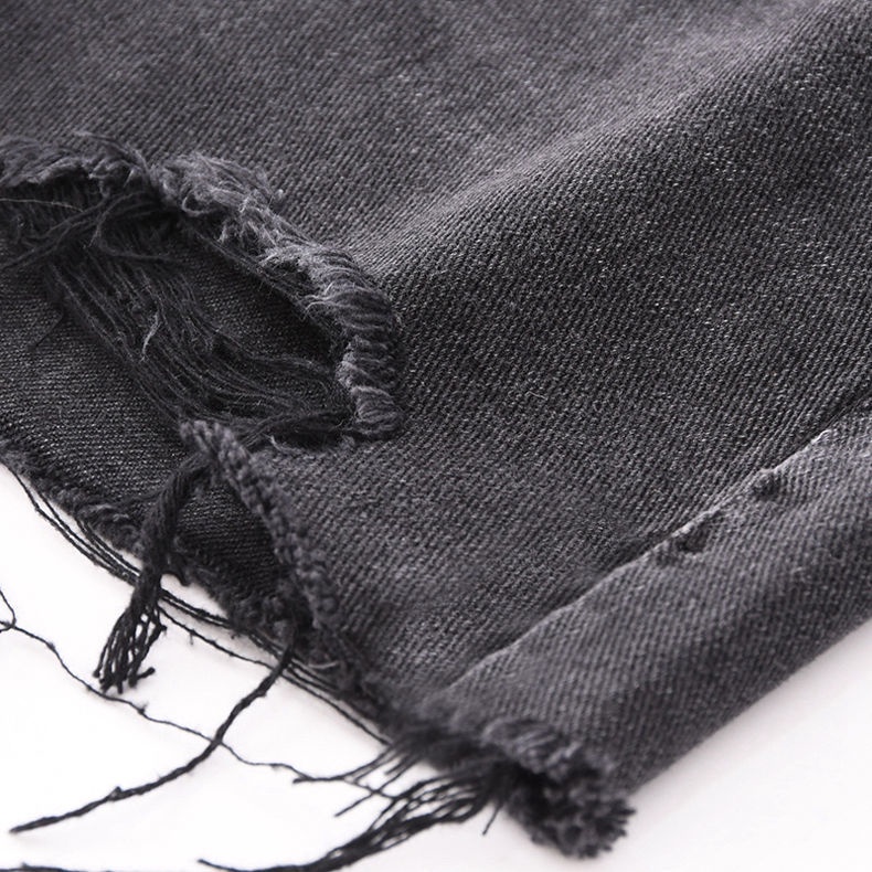 COZOK Quần Đùi denim Rách Dáng Rộng Lưng Cao Thời Trang