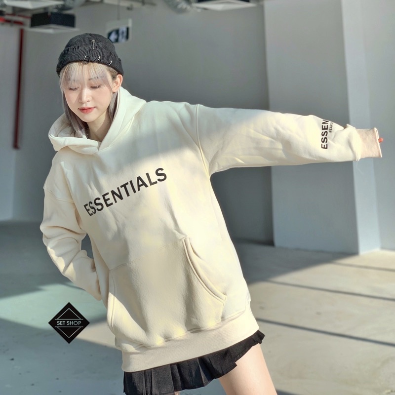 Áo hoodie ESSENTIALS chất liệu nỉ bông mũ 2 lớp ấm áp