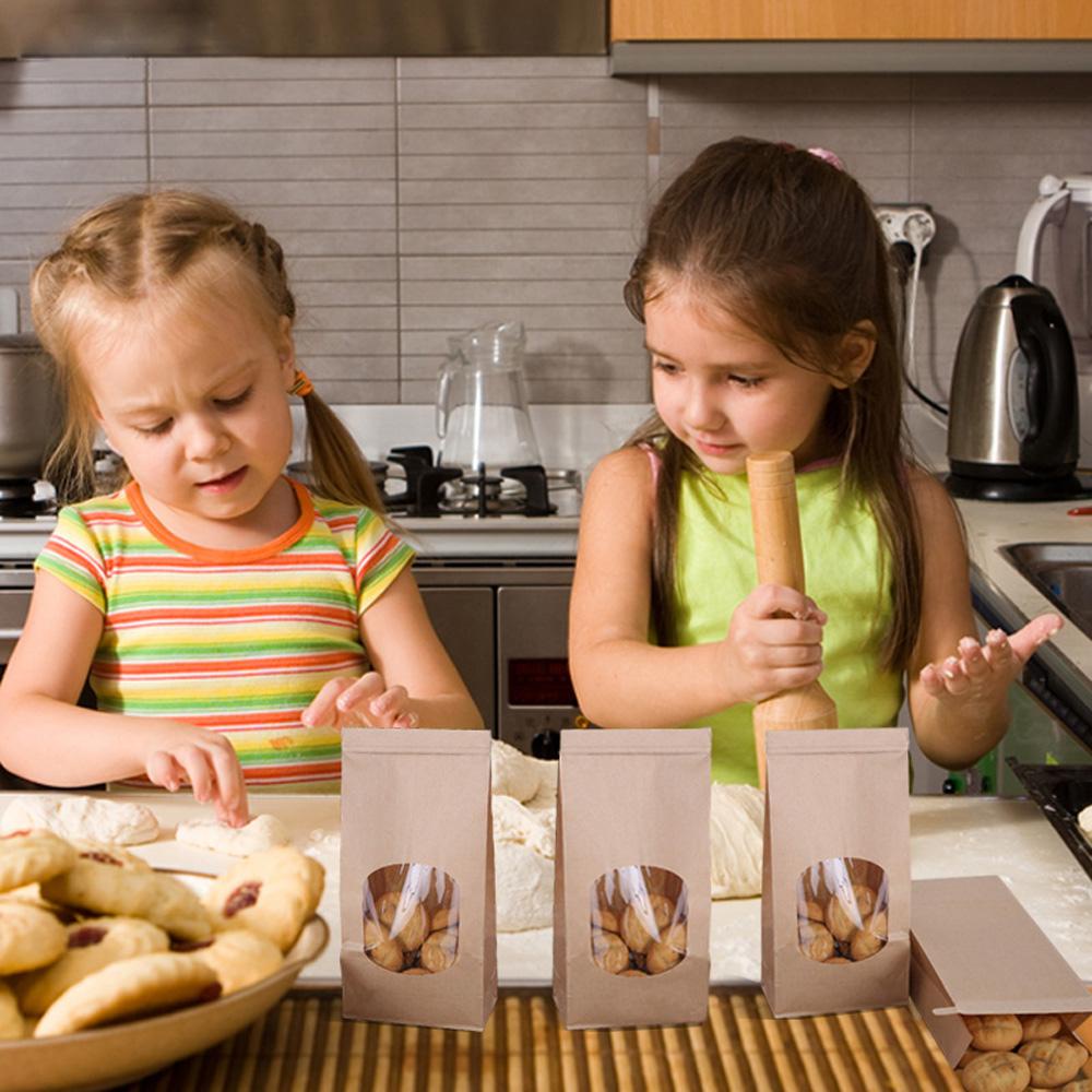 [COD] Túi Giấy Kraft Đứng Đựng Bánh Mì Với Cửa Sổ Trong Suốt Cho Nhà Bếp