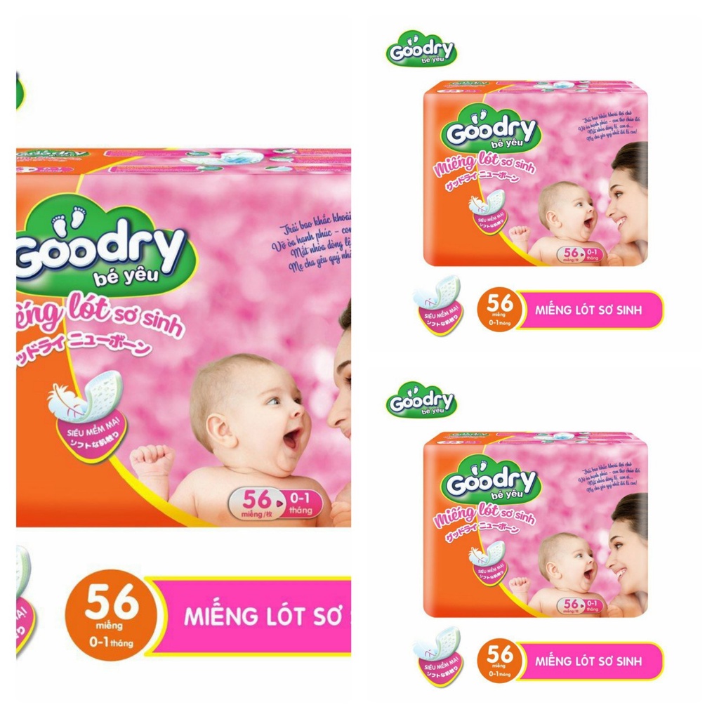 Combo 3 gói miếng lót sơ sinh Kazuo NB1-52 và 3 gói goodry NB1-56 ( 0-1 tháng tuổi )