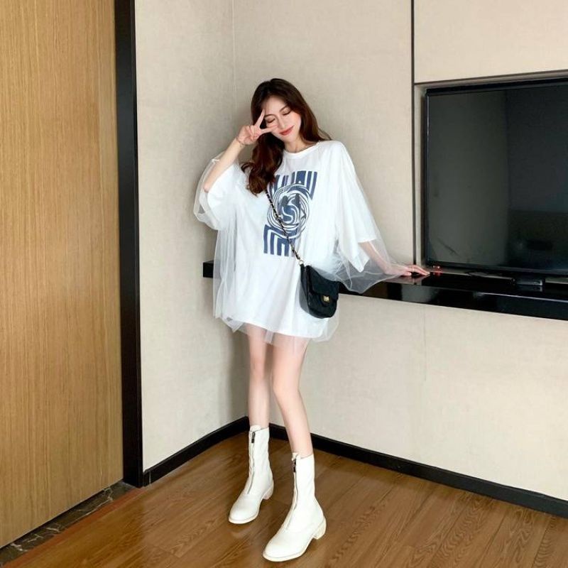 Đầm thun tay lỡ dáng rộng cỡ lớn thiết kế trẻ trung cho nữ