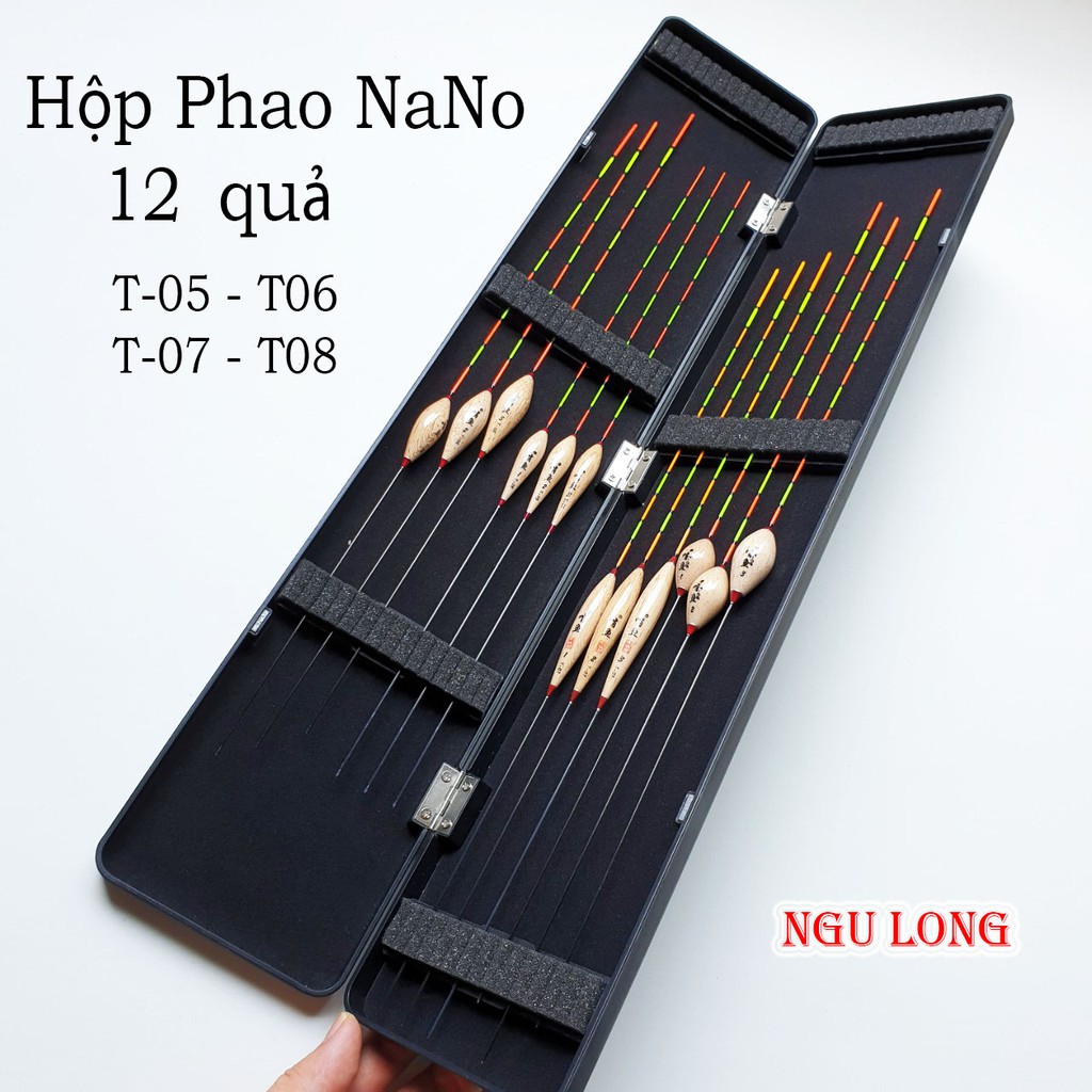 Hộp phao câu đài, hộp 12 phao câu đài nano - câu chép trắm trôi, độ nhạy cao