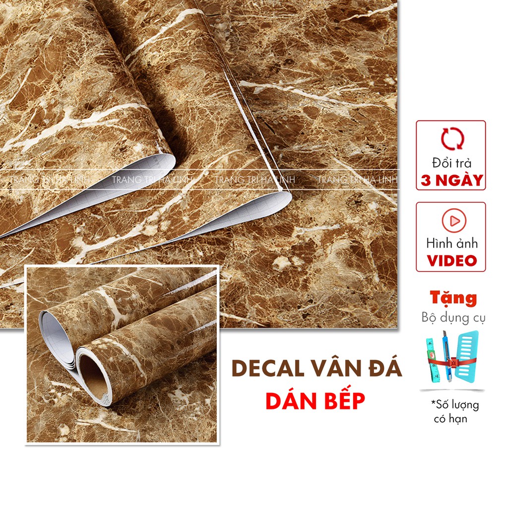 Giấy dán bếp vân đá chống dầu mỡ dán bàn tủ tường nhiều mẫu hoa văn đẹp giá rẻ