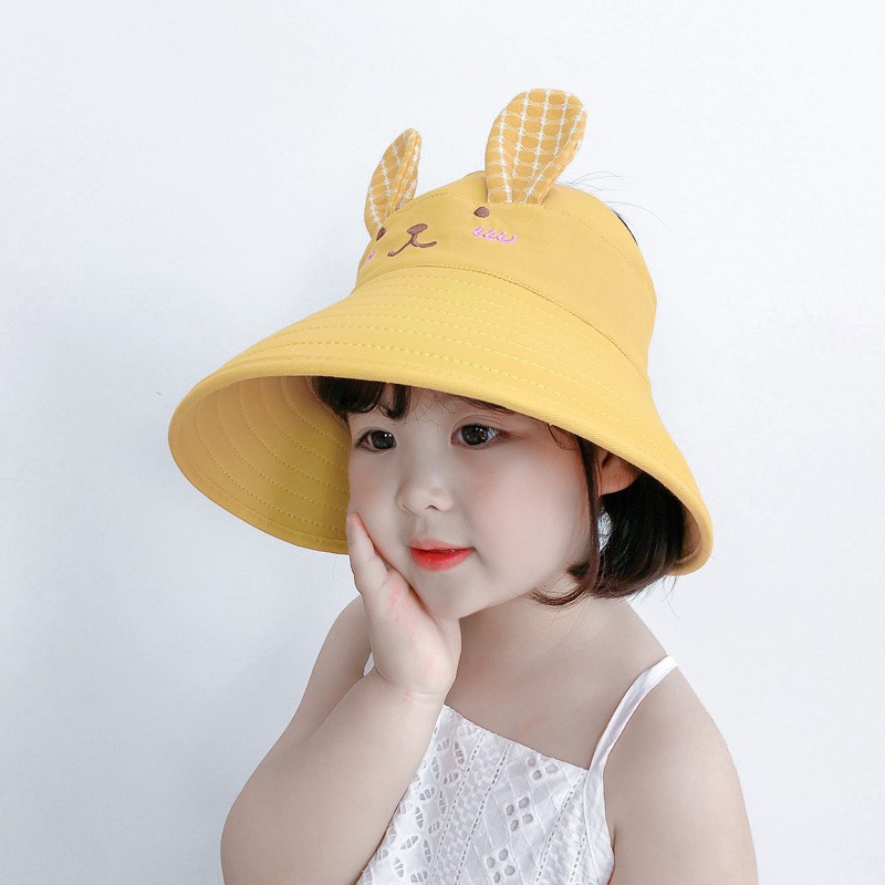 mũ chống nắng vành tròn hình thỏ đáng yêu cho bé gái
