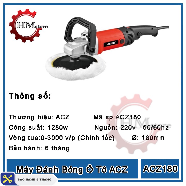 Máy Đánh Bóng 180mm ACZ - Máy đánh bóng ô tô ACZ180 - Bảo hành 6 tháng