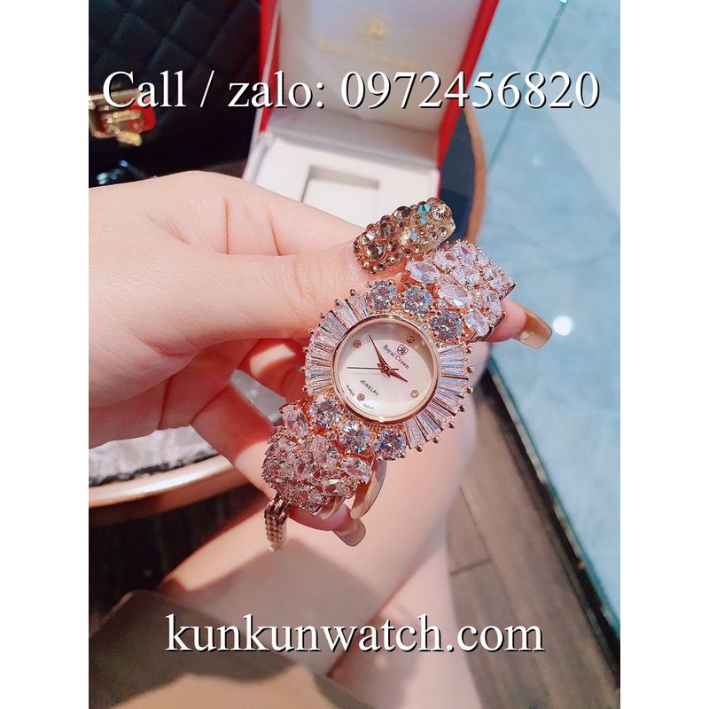 Đồng Hồ Lắc Tay Nữ Royal Crown 8396 - Dây Gắn Đá Vỏ Vàng Hồng - 34mm