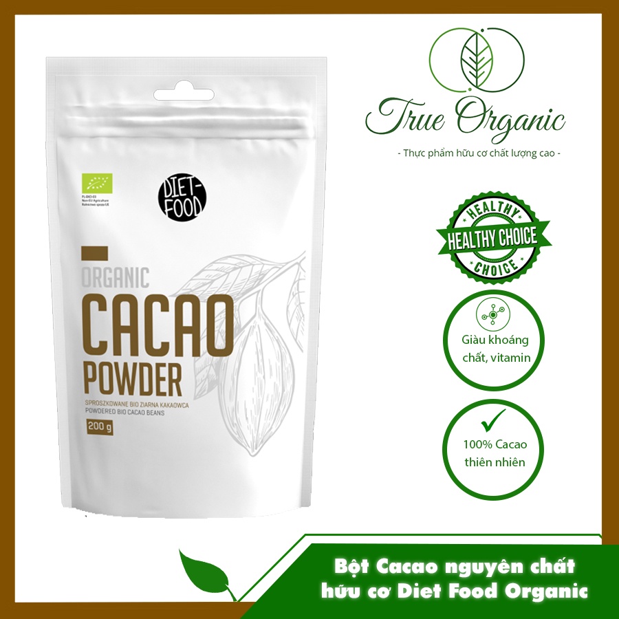 Bột cacao nguyên chất hữu cơ Diet Food Organic Cacao Powder