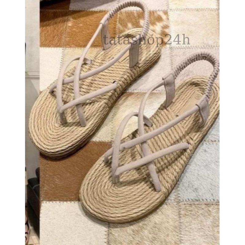 Giày sandal nữ quai chéo đế giả chói đi học đi mưa- GL002