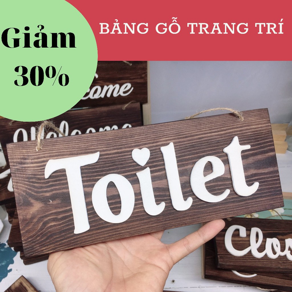 Bảng Toilet gỗ - Treo cửa Nhà Vệ Sinh (Handmade)