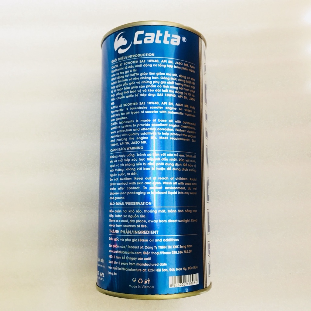 Nhớt Xe Tay Ga 4 thì CATTA 10W40 Fully Synthetic 800ML