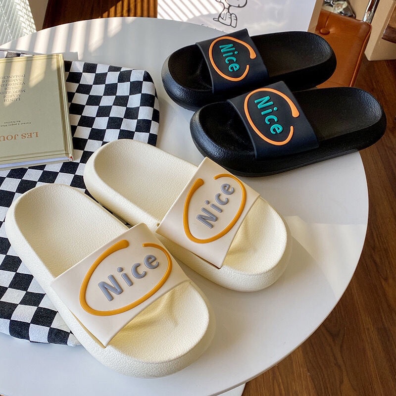 2022 new nice soft-soled mid-thick-soled slippers for feces comfortable home outdoor non-slip bottom couple slippers women