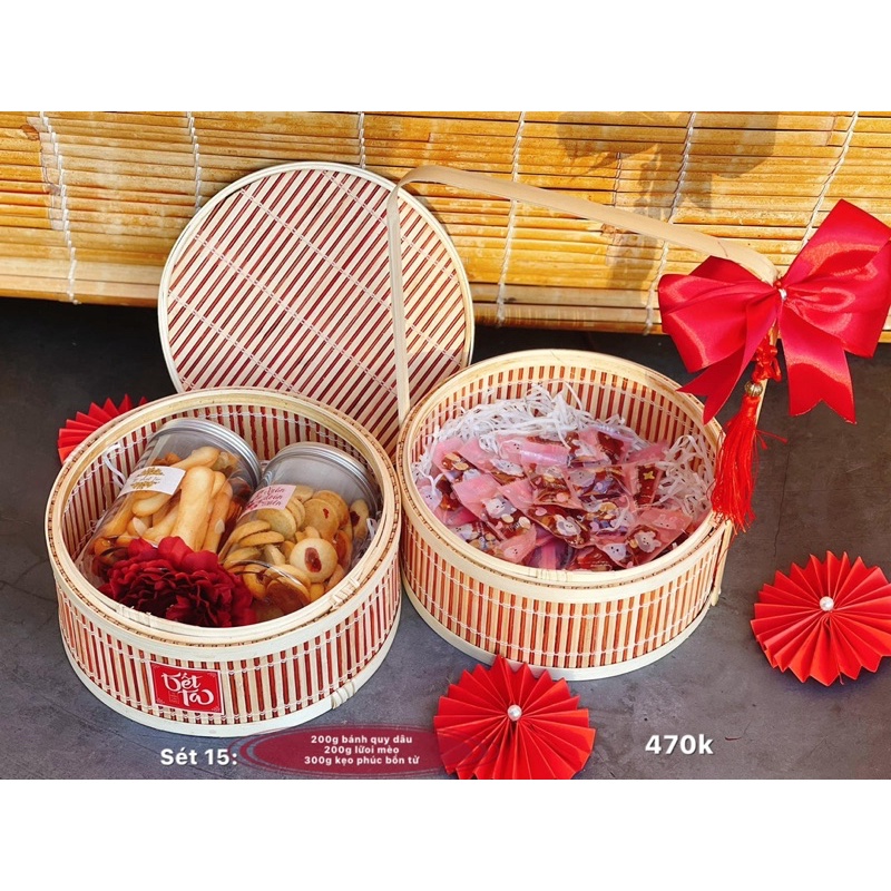 Giỏ dã ngoại mang đi picnic/ đựng quà valentin, 8/3, ngày lễ, 2 tầng