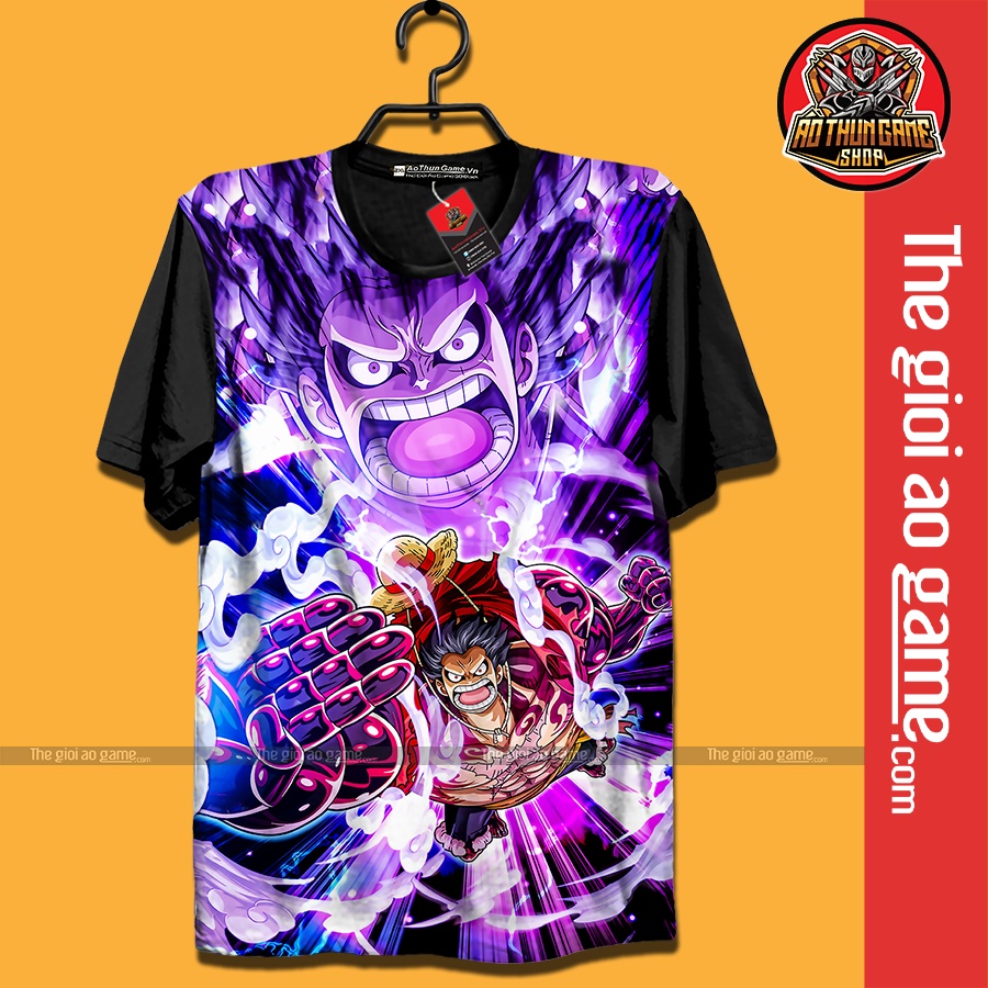 Áo One Piece Luffy Gear 4 (3D Đen) Luffy Mũ Rơm Gear 4, áo đảo hải tặc Anime Manga (Shop AoThunGameVn)