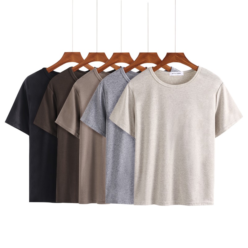 NUZIRO  Áo thun  tay ngắn cổ tròn màu trơn dễ phối đồ cho nữ