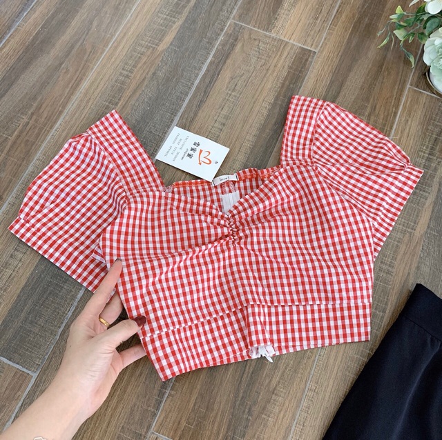 sét đồ nữ🍍Bộ Quần Culottes Áo Croptop Kẻ Đỏ 🍍Set Nữ Quần Dài Áo Ngắn Cộc Tay 🍍  set quần áo xinh mặc lên cực sang chảnhh