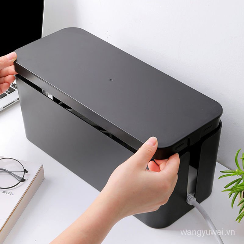 Hộp Đựng Ổ Cắm Điện, Hộp Nhựa ABS Đựng Ổ Điện, Dây Điện, Sạc Cáp Nắp Gỗ An Toàn Tiện Lợi Chống Cháy Nổ Đa Năng