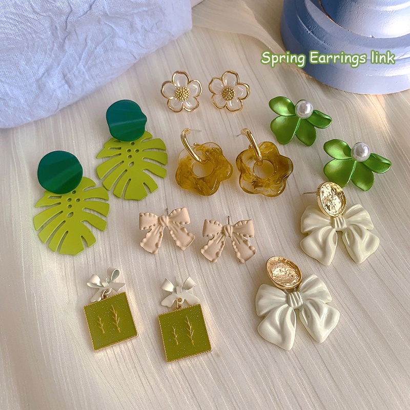 Khuyên Tai Dáng Dài Đính Đá Phong Cách Hàn Quốc Mới Cho Nữ