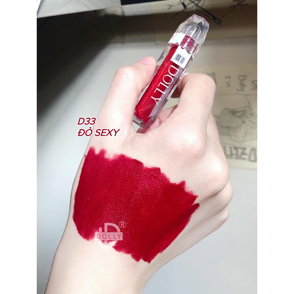 Son Lì Son Kem DOLLY DIAMOND VELVET Không Chì Cao Cấp Chính Hãng Màu Đỏ Sexy