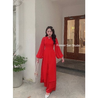 Tứ thân đỏ tươi  tay phồng dài