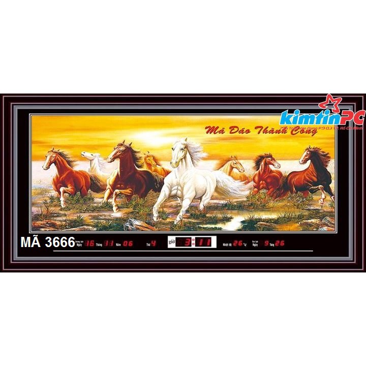 Lịch vạn niên – Tranh đèn – Đồng hồ - Khổ 55x100cm - mã 3666