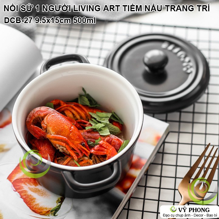 NỒI SỨ THỐ SỨ NHỎ 1 NGƯỜI LIVING ART NORDIC STYLE TIỀM NẤU TRANG TRÍ BẾP ĐẠO CỤ CHỤP ẢNH SẢN PHẨM INS DCB-27