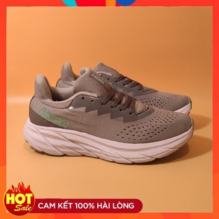 Giày chạy bộ thể thao hoka giày thể thao hoka màu xám-logo xanh, torbo_x shop