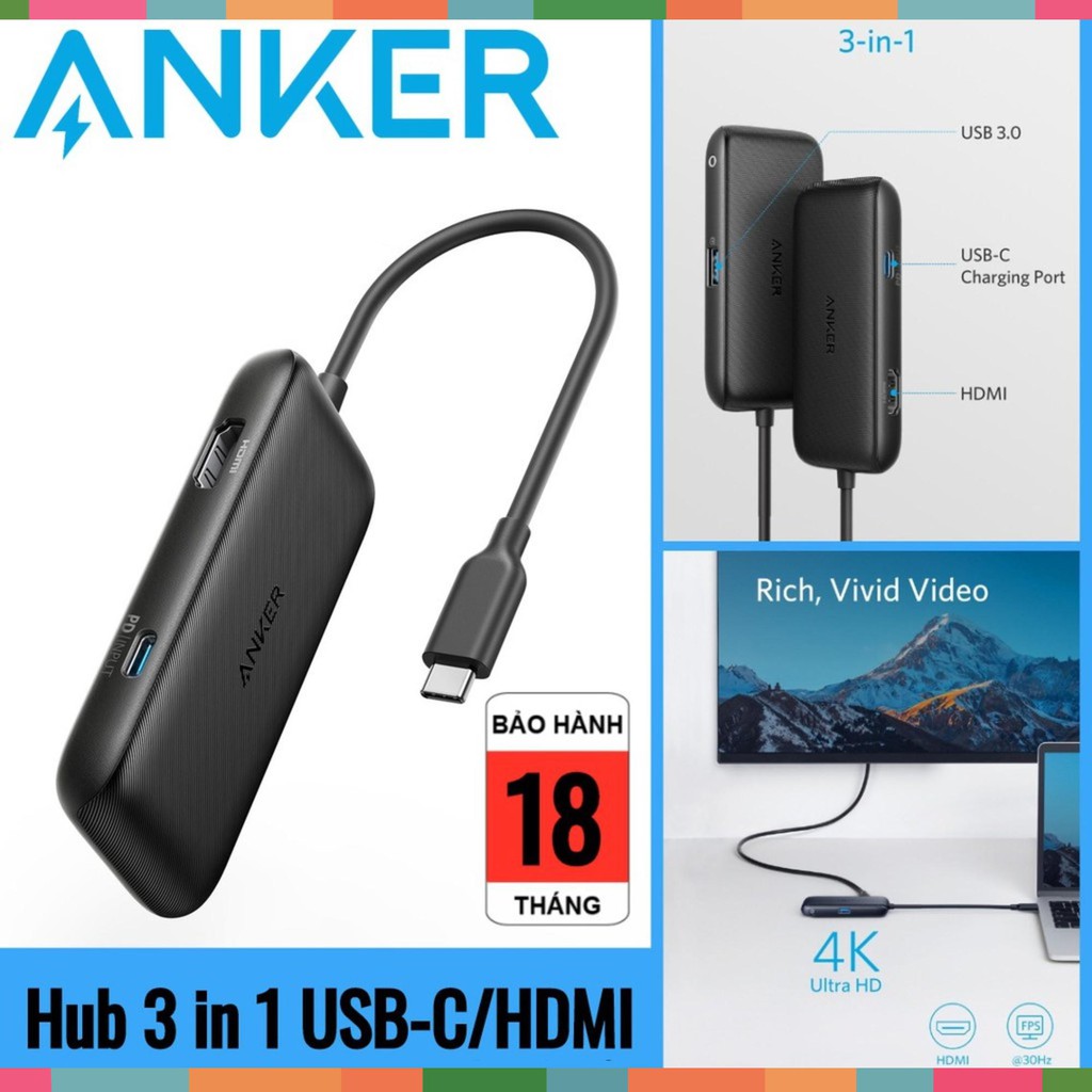 Bộ chuyển đổi Anker cổng USB-C 3 in 1 - A8335 _AK