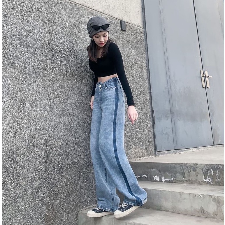 Quần Jeans Baggy Lưng Cao Ống Suông, Quần Jeans Baggy Nữ Ống Rộng, Quần Jeans Baggy Nữ Cạp Cao Ống Rộng