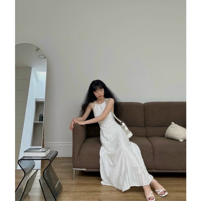 ❤❤️Đầm midi xanh cổ yếm cutout lưng❤️