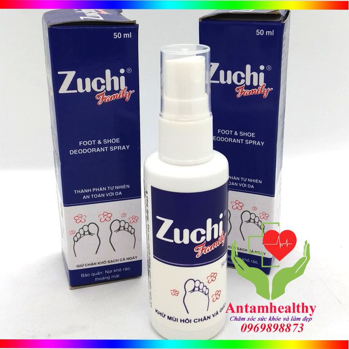 Zuchi xịt khử mùi hôi chân - Hôi giầy - Zuchi family - Dạng xịt tiện dụng