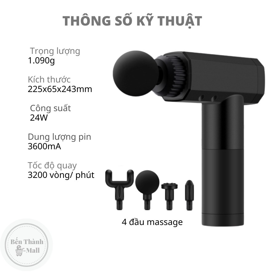 ✈️ [Freeship] Súng massage FASCIAL GUN BX520 thế hệ mới [Màn LED điều khiển cảm ứng]