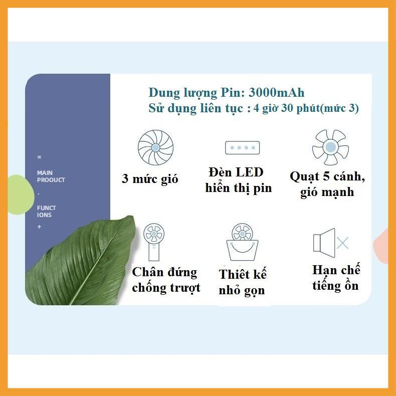 [Giá Gốc] Quạt cầm tay tích điện mini Yoobao 3000mah chính hãng|pin trâu Bh 6 tháng|1 đổi 1 trong 7 ngày