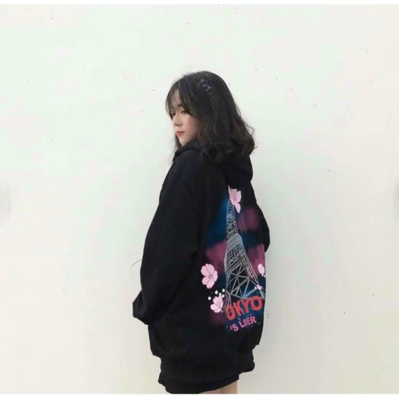 Áo khoác hoodie Chống Nắng dành cho Nam Nữ In Chư TOKYO, unisex form rộng có 3 màu ulzzang có dây kéo XUKA SHOP