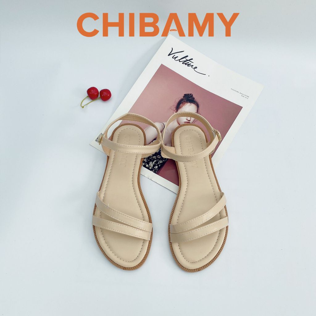 Dép sandal nữ đế bệt CHIBAMY, dép quai hậu 2 quai mảnh mã SD01